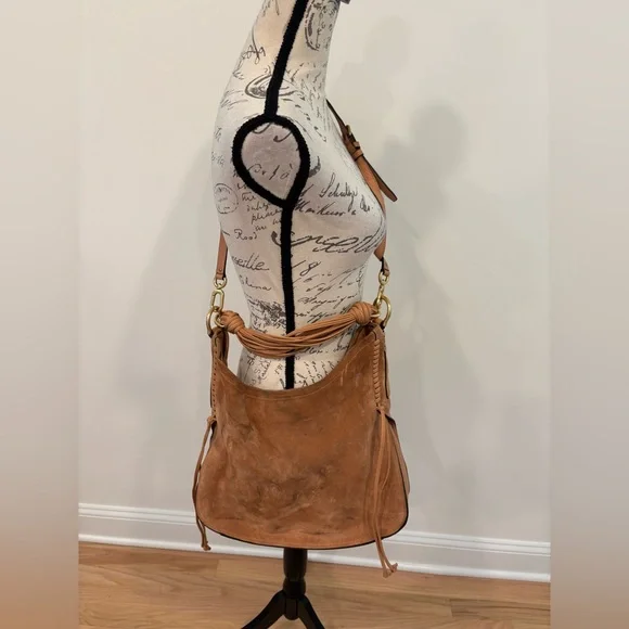 Stuart Weitzman brown suede leather shoulder or crossbody bag - Picture 3 of 13